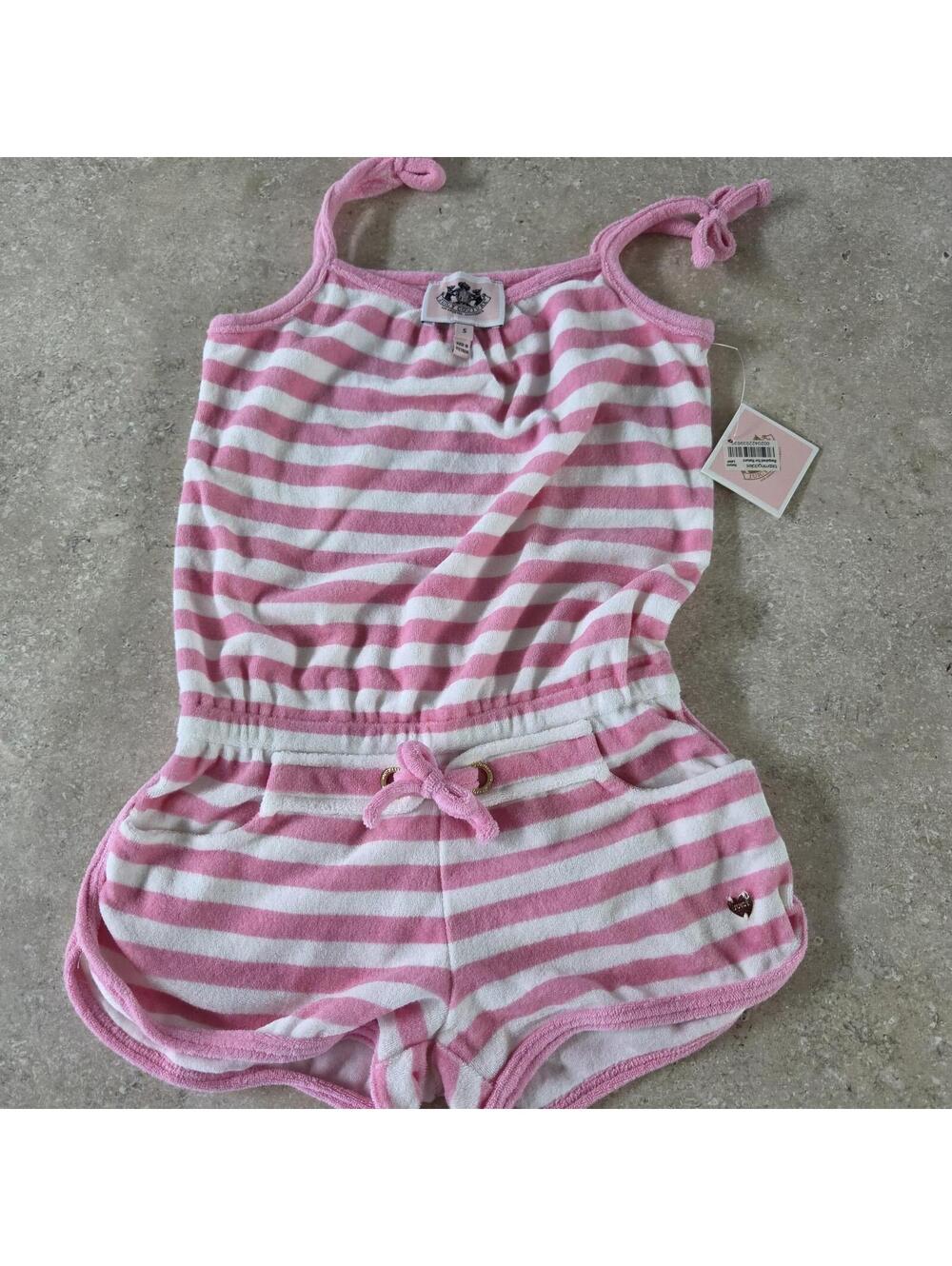 Juicy Couture Pink and White Striped Romper for Girls Size Small